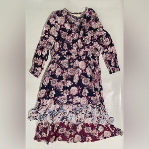 NEW Plus Size Nurture Westbound Long Sleeve VNeck Lined Midi Dress Pink $99